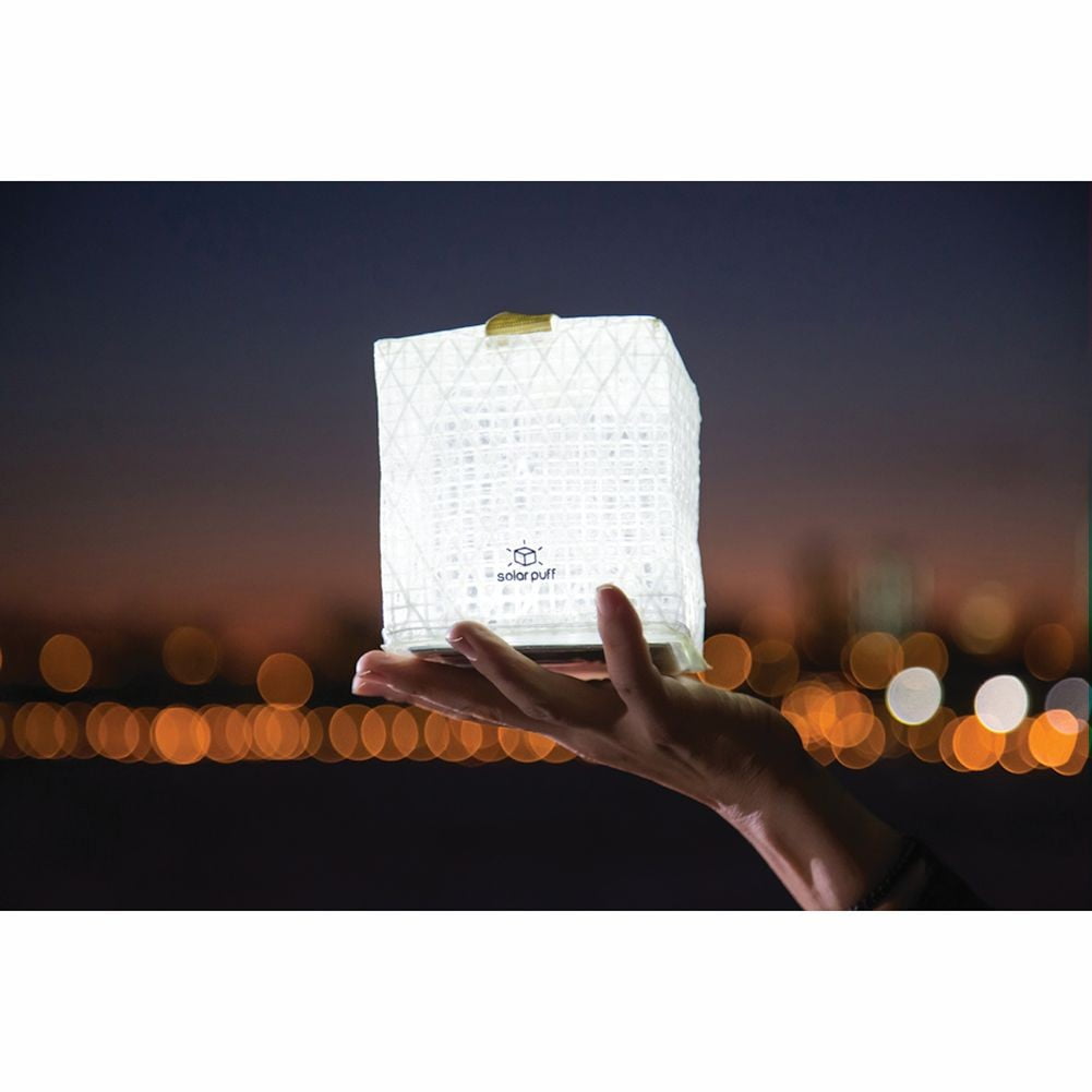 Compact White Solar-Powered Inflatable LED Lantern