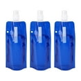 thumbnail image 1 of Collapsible Sports Water Bottle 3 Pack - Foldable Leak Proof Travel Bottles for Camping Hiking, 480mL BPA Free Portable Water Pouch with Carabiner, Outdoor Hydration Gifts, 1 of 7