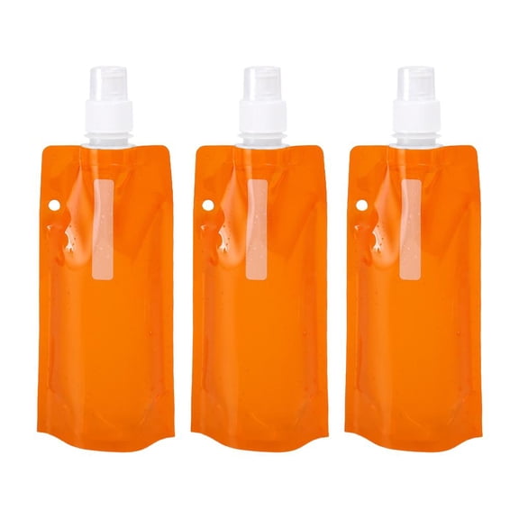 Collapsible Sports Water Bottle 3 Pack - Foldable Leak Proof Travel Bottles for Camping Hiking, 480mL BPA Free Portable Water Pouch with Carabiner, Outdoor Hydration Gifts
