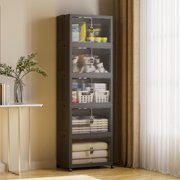 Collapsible Stackable 158Gal 635Qt Extra Large Storage Bins with Lids, 5-Pack 28" W Heavy Duty Rolling Organizer Cabinet with Doors for Closet, Black 28" x 17" x 75"