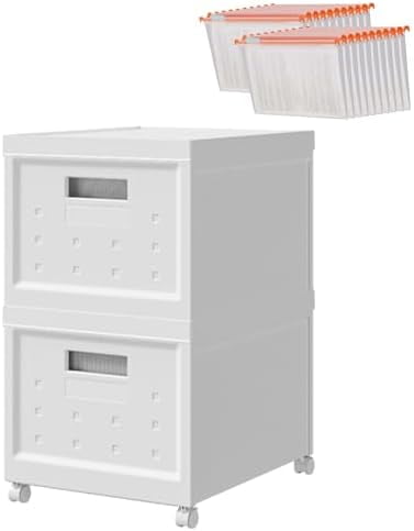 Collapsible Stackable Rolling File Boxes with Lids and 10 Hanging Files ...