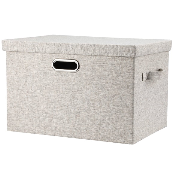 Collapsible Stackable Storage Bins Beige Large -1 Pack