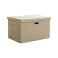 thumbnail image 1 of Collapsible Stackable Storage Bins with Lids, Foldable Fabric Closet Storage Boxes with Lids, Heavy-duty Linen Cube Baskets (Beige), 1 of 6