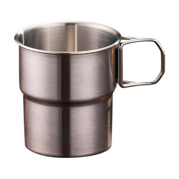 Collapsible Stainless Steel Coffee Cup with Lid & Foldable Handle 9.5 OZ 280ml Leak Proof Portable for Hiking