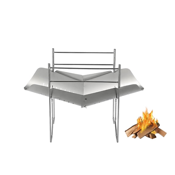 Collapsible Stainless Steel Fire Pit with Cooking Grate and Carry Bag