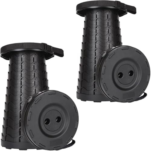 Collapsible Stool, 400lbs Max Weight, Lightweight But Sturdy, Portable Retractable Folding Telescoping Foldable Camping Stool for Adults Outdoor Fishing Hiking BBQ