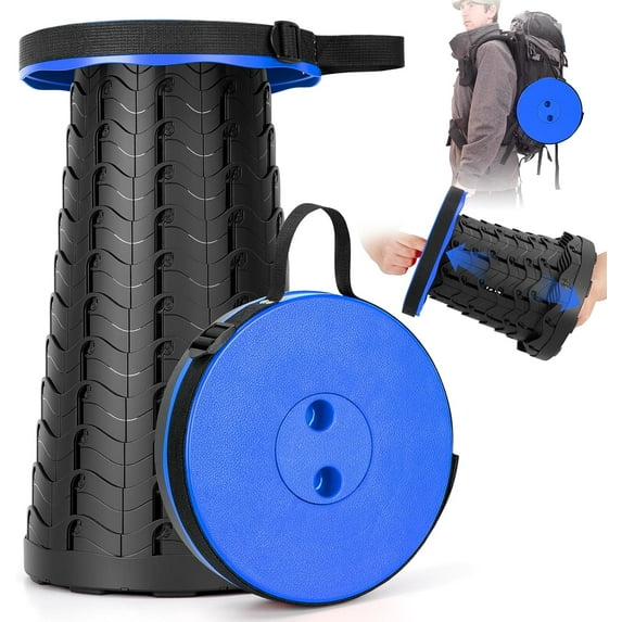 Collapsible Stool, Folding Chair - Upgraded Portable Chair with Load Capacity 400lbs, Portable Stool for Camping Fishing Hiking - Folding Stool with Carrying Straps,Gifts for Fisherman (Black)