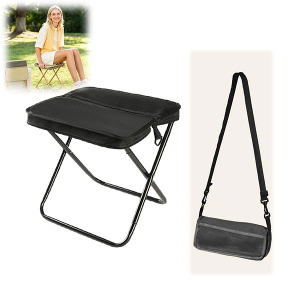 Collapsible Stool, Portable Folding Chair for Camping & Hiking, Lightweight Backpack Stool, 265lbs Capacity, Waterproof Storage Pockets, Quick Setup