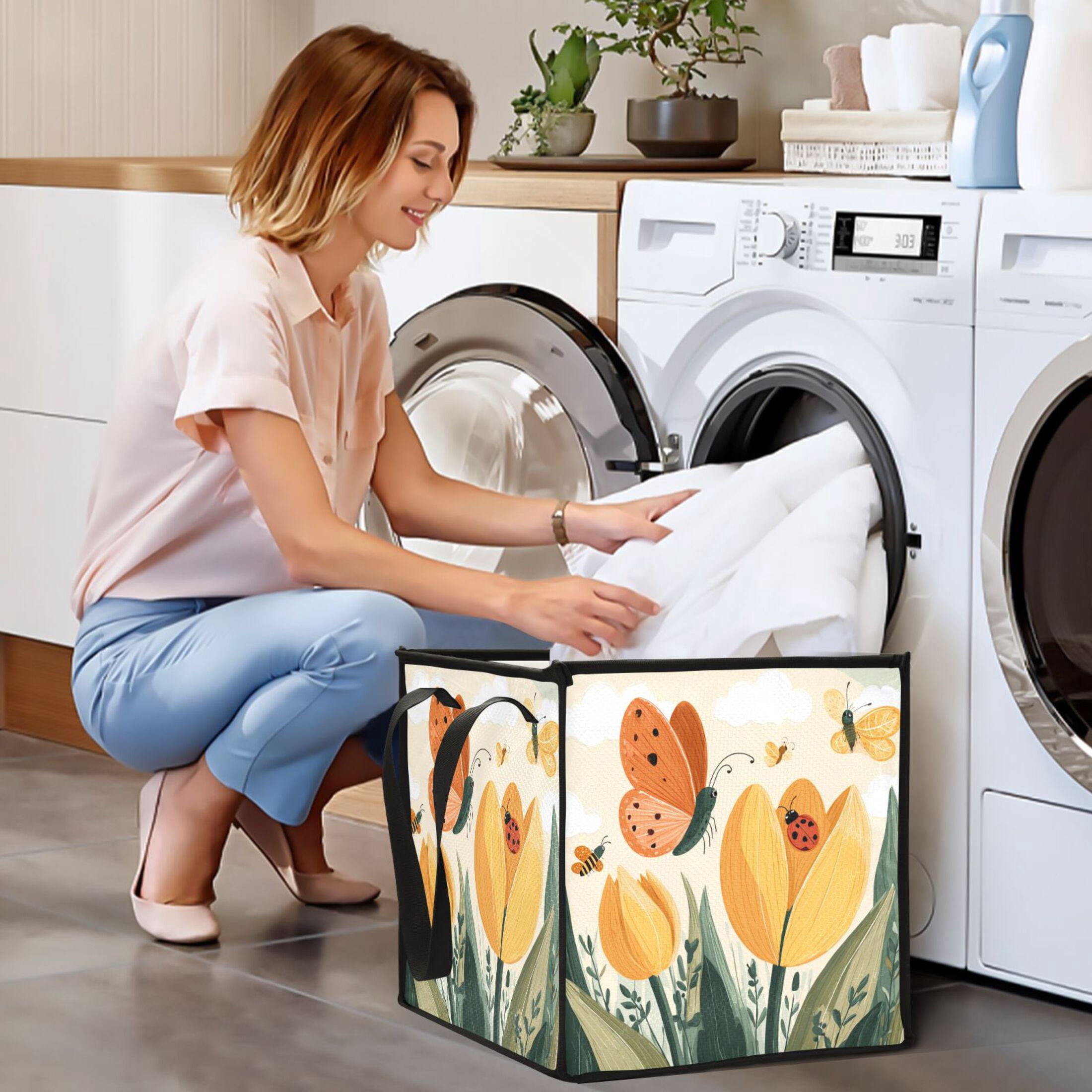 Collapsible Storage Basket Laundry Hamper Portable Organizer Bin For ...