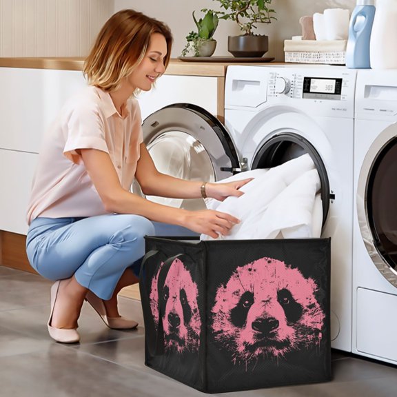 Collapsible Storage Basket Laundry Hamper Portable Organizer Bin For Home Storage Panda Head