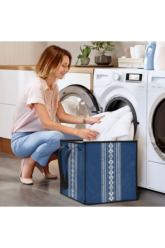 Collapsible Storage Basket Laundry Hamper Portable Organizer Bin For Home Storage Traditional Pattern