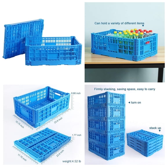 Collapsible Storage Bin Containe52 Liter Transfer box,crate Transit storage of various items (23.6" L x 15.7" W x 8.6" H)
