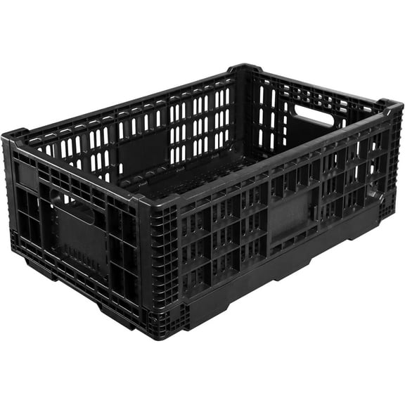 Collapsible Storage Bin Containe52 Liter Transferheavy duty Black plastic storage box,milk crates heavy duty Transit storage (1)