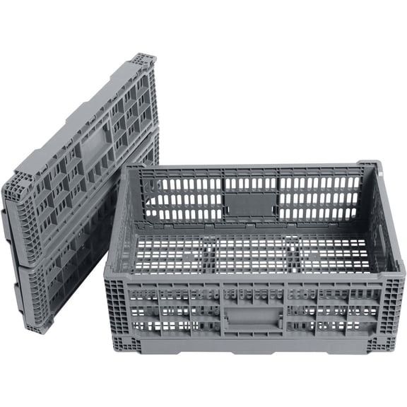 Collapsible Storage Bin/Containe Transfer box,crate Transit storage of various items (Gray 23.6" L x 15.7" W x 8.6" H)