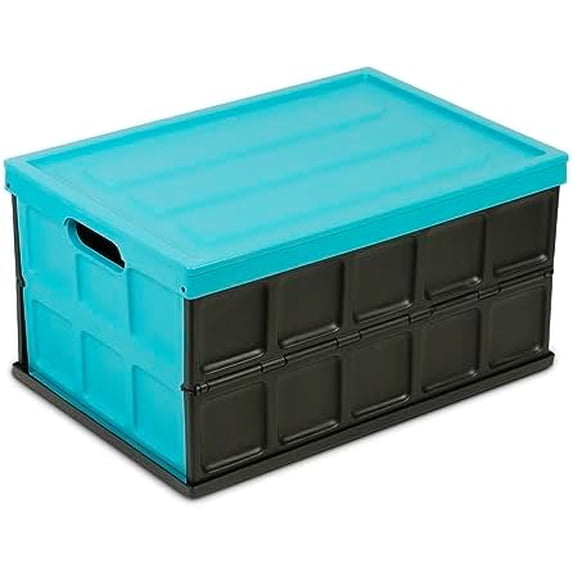 Collapsible Storage Bin with Lid - 48L Foldable Plastic Box for Garage ...