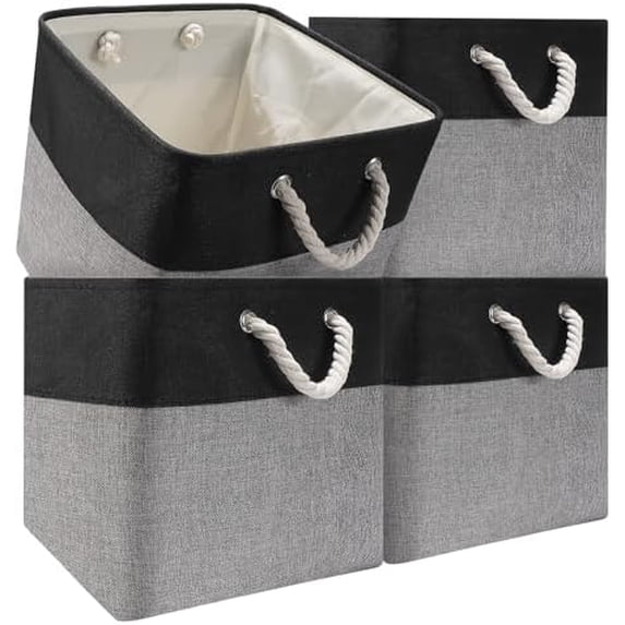 Collapsible Storage Bins, 4 Pack 11 x 11 Inch Foldable Fabric Cube ...
