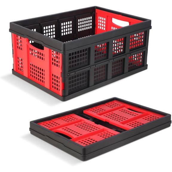 Collapsible Storage Bins 55L, Heavy Duty Foldable Plastic Crates with Stackable Design for Home, Garage, and Camping Organization