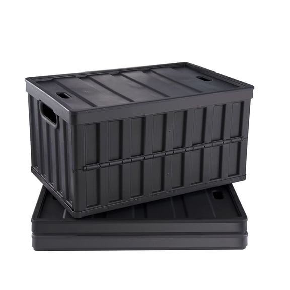 Collapsible Storage Bins 65L, 3 Pack - Folding Plastic Utility Crates for Car, Clothes, Toys, Books, Heavy Duty Stackable Containers with Handles