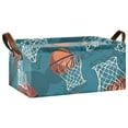 thumbnail image 1 of Collapsible Storage Bins Fabric Shelf Baskets with Handles 16.9"x11.4"x7.7" Closet Organizer Basketball and Baskets, 1 of 8