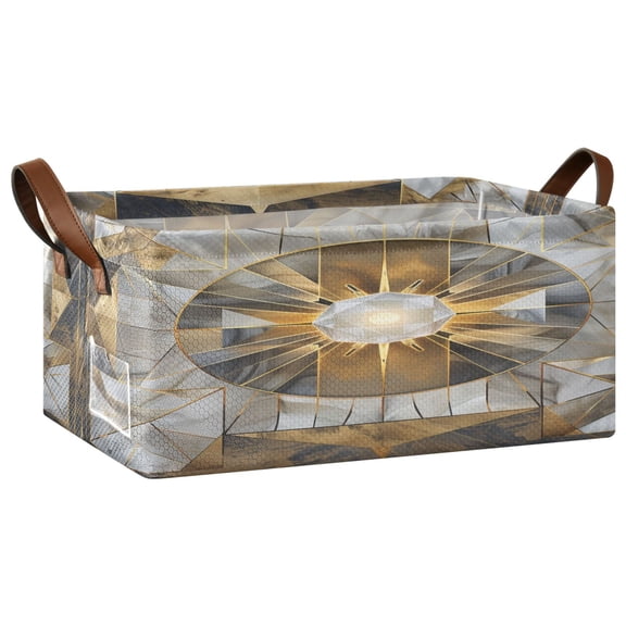 Collapsible Storage Bins Fabric Shelf Baskets with Handles Closet Organizer Abstract Crystal Geometric 16.9x11.4x7.7