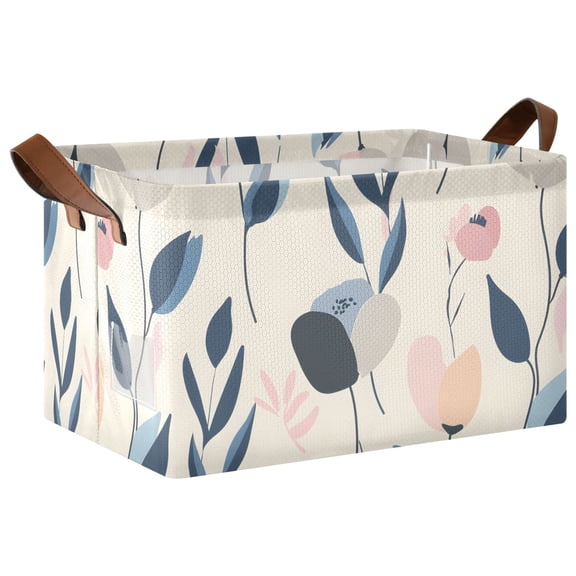 Collapsible Storage Bins Fabric Shelf Baskets with Handles Closet Organizer Abstract Pastel Floral Flower 16.9x11.4x10