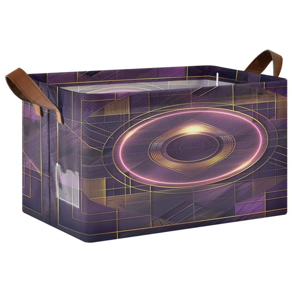 Collapsible Storage Bins Fabric Shelf Baskets with Handles Closet Organizer Abstract Violet Geometric 16.9x11.4x10