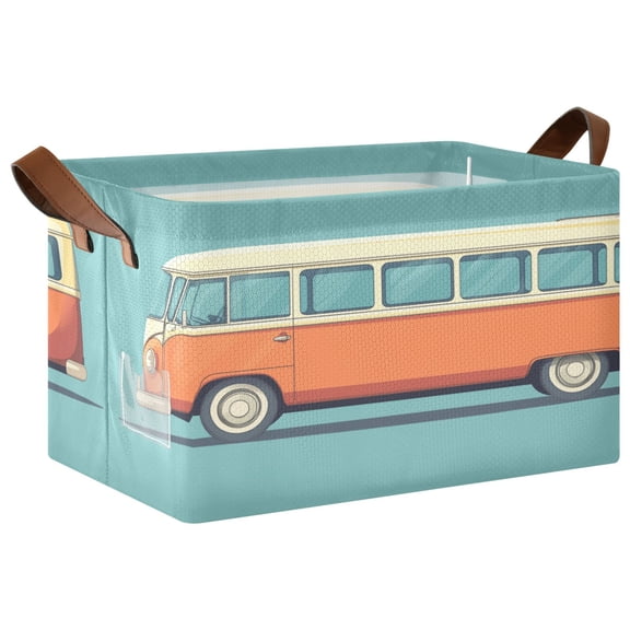 Collapsible Storage Bins Fabric Shelf Baskets with Handles Closet Organizer Carton Bus 16.9x11.4x10
