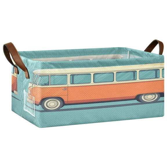 Collapsible Storage Bins Fabric Shelf Baskets with Handles Closet Organizer Carton Bus 16.9x11.4x7.7