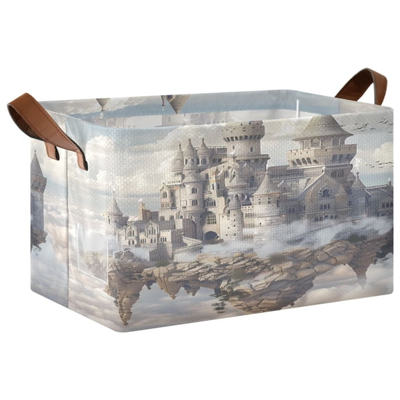 Collapsible Storage Bins Fabric Shelf Baskets with Handles Closet Organizer Castles Float in Air 16.9x11.4x10