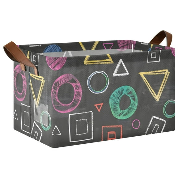 Collapsible Storage Bins Fabric Shelf Baskets with Handles Closet Organizer Chalk Paint Graphs 16.9x11.4x10