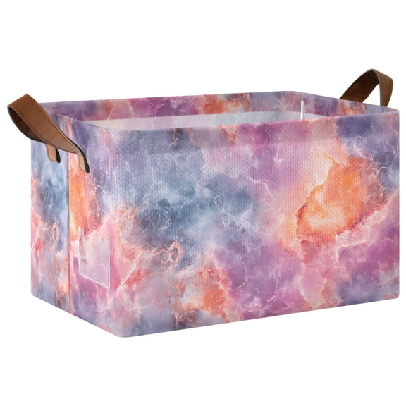 Collapsible Storage Bins Fabric Shelf Baskets with Handles Closet Organizer Colorful Nebulae Marble 16.9x11.4x10