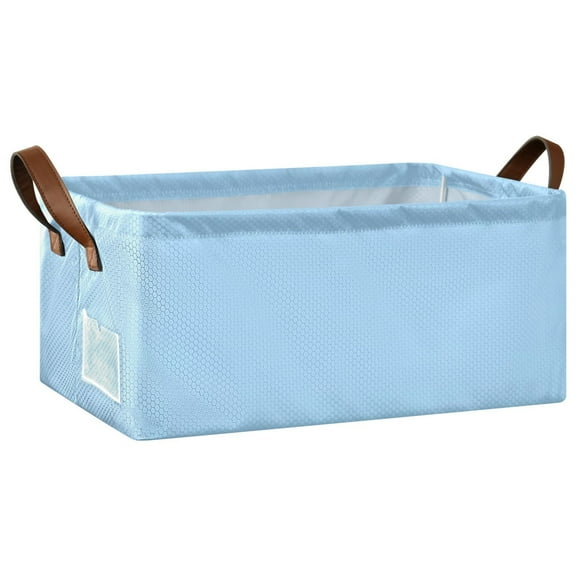 Collapsible Storage Bins Fabric Shelf Baskets with Handles Closet Organizer Light Sky Blue 16.9x11.4x7.7