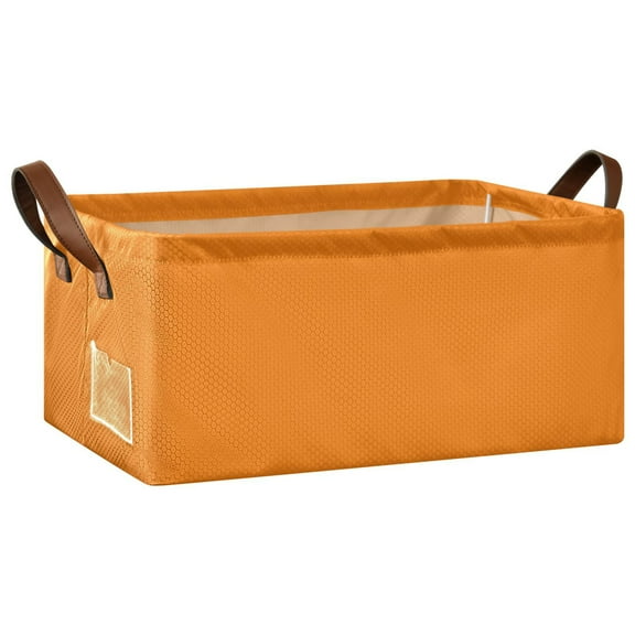 Collapsible Storage Bins Fabric Shelf Baskets with Handles Closet Organizer Orange 16.9x11.4x7.7