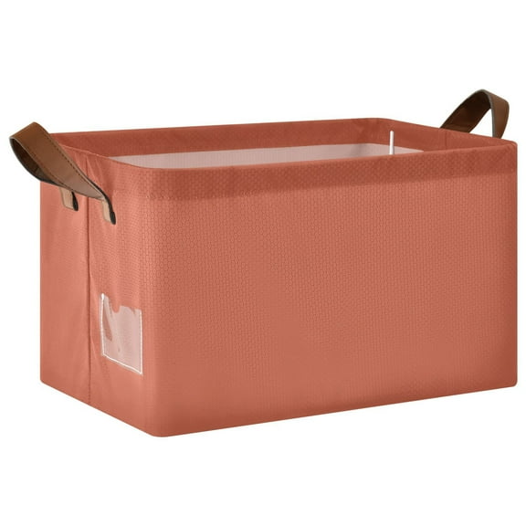 Collapsible Storage Bins Fabric Shelf Baskets with Handles Closet Organizer Rust Red 16.9x11.4x10