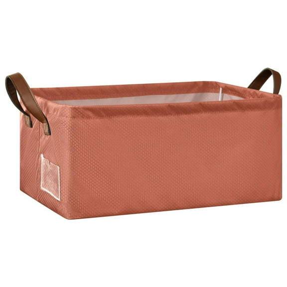 Collapsible Storage Bins Fabric Shelf Baskets with Handles Closet Organizer Rust Red 16.9x11.4x7.7