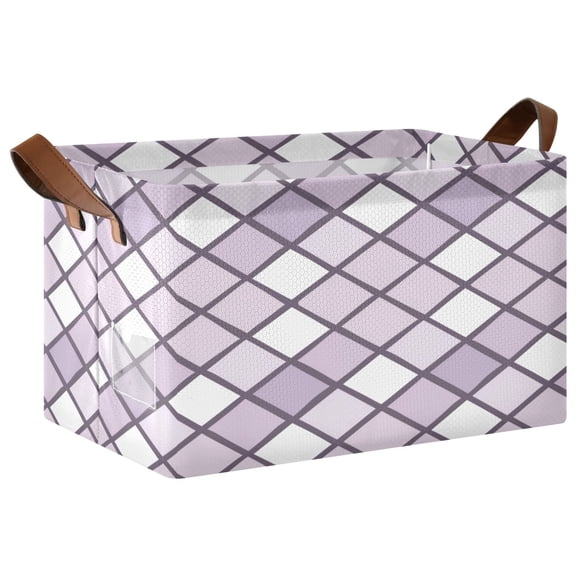 Collapsible Storage Bins Fabric Shelf Baskets with Handles Closet Organizer Violet Block 16.9x11.4x10