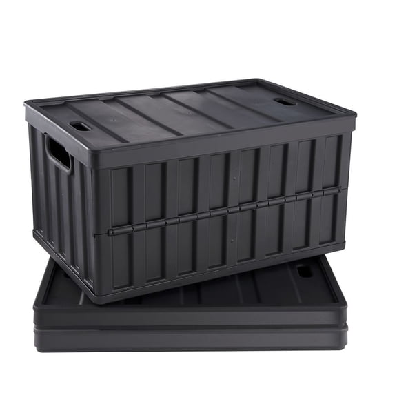 Collapsible Storage Bins with Lids, 65L 3 Packs, Folding Plastic Stackable Utility Crates with Handles, Large Heavy Duty Containers for Clothes, Toys, Books, Snack, Shoes, and Grocery Organizing