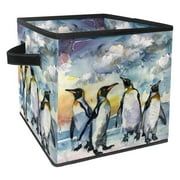 Collapsible Storage Bins, Storage Bins, Collapsible Fabric Storage Cubes, Lovely Animal Penguin Family, Cloth Storage Bins