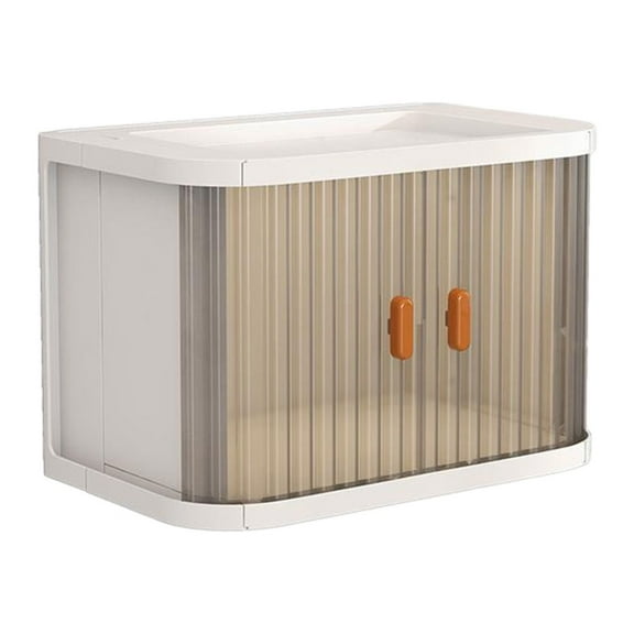 Collapsible Storage Bins With Lids, Stackable Plastic Storage Box, 10.55 in x 7.17 in x 6.42 in, White