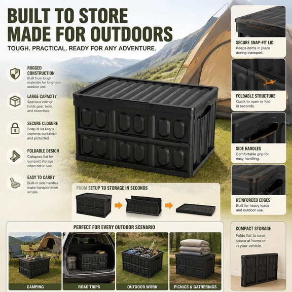 Collapsible Storage Bins with Lids, 45L 3 Pack, Folding Plastic Stackable Crates with Handles for Clothes, Toys, Books, and Shoes