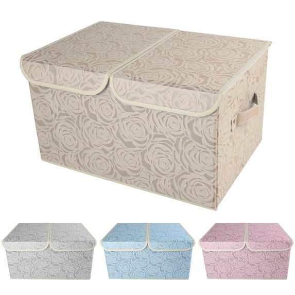 Collapsible Storage Bins with Lids Fabric Decorative Storage Boxes Cubes Organizer Containers Baskets