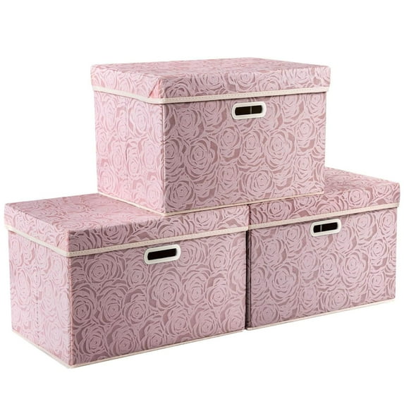 ANMINY Collapsible Storage Bins with Lids Fabric Decorative Storage Boxes Cubes Organizer Containers Baskets