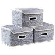 ANMINY Collapsible Storage Bins with Lids Fabric Decorative Storage Boxes Cubes Organizer Containers Baskets