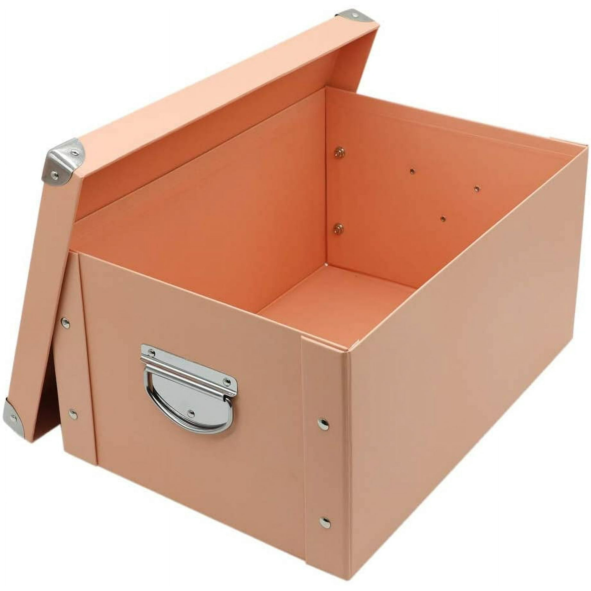 Collapsible Storage Box, Decorative Memory Box with Lid & Metal ...