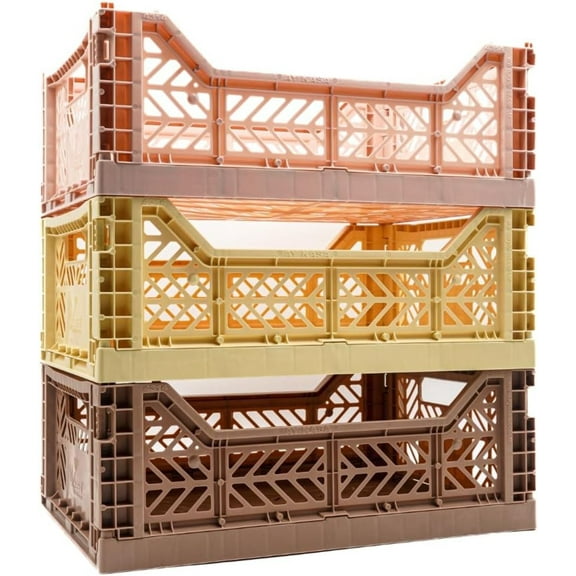 Collapsible Storage Box, Foldable Crate Organizer Bin with Handle, Stackable Crates for Home Organization 4L 14L Capacity