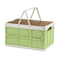 thumbnail image 1 of Collapsible Storage Box with Wooden Top and Handles, Portable Folding Container for Camping Home Storage Organizing, Capacity Utility Crate with Waterproof Bag for Outdoor Moving and RV Trips, 1 of 5