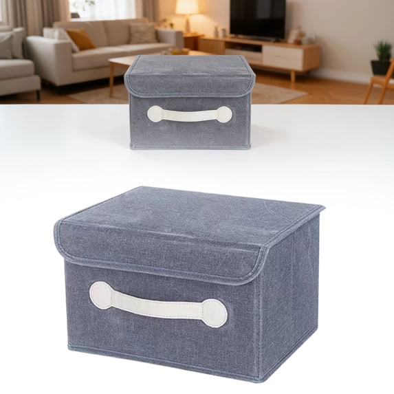 Collapsible Storage Boxes, Ongmies Storage Bin with Lid, Decorative Foldable Lidded Cotton Linen Fabric Home Cubes Baskets Closet Organizer Container