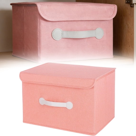 Collapsible Storage Boxes, Ongmies Storage Bin with Lid, Decorative Foldable Lidded Cotton Linen Fabric Home Cubes Baskets Closet Organizer Container