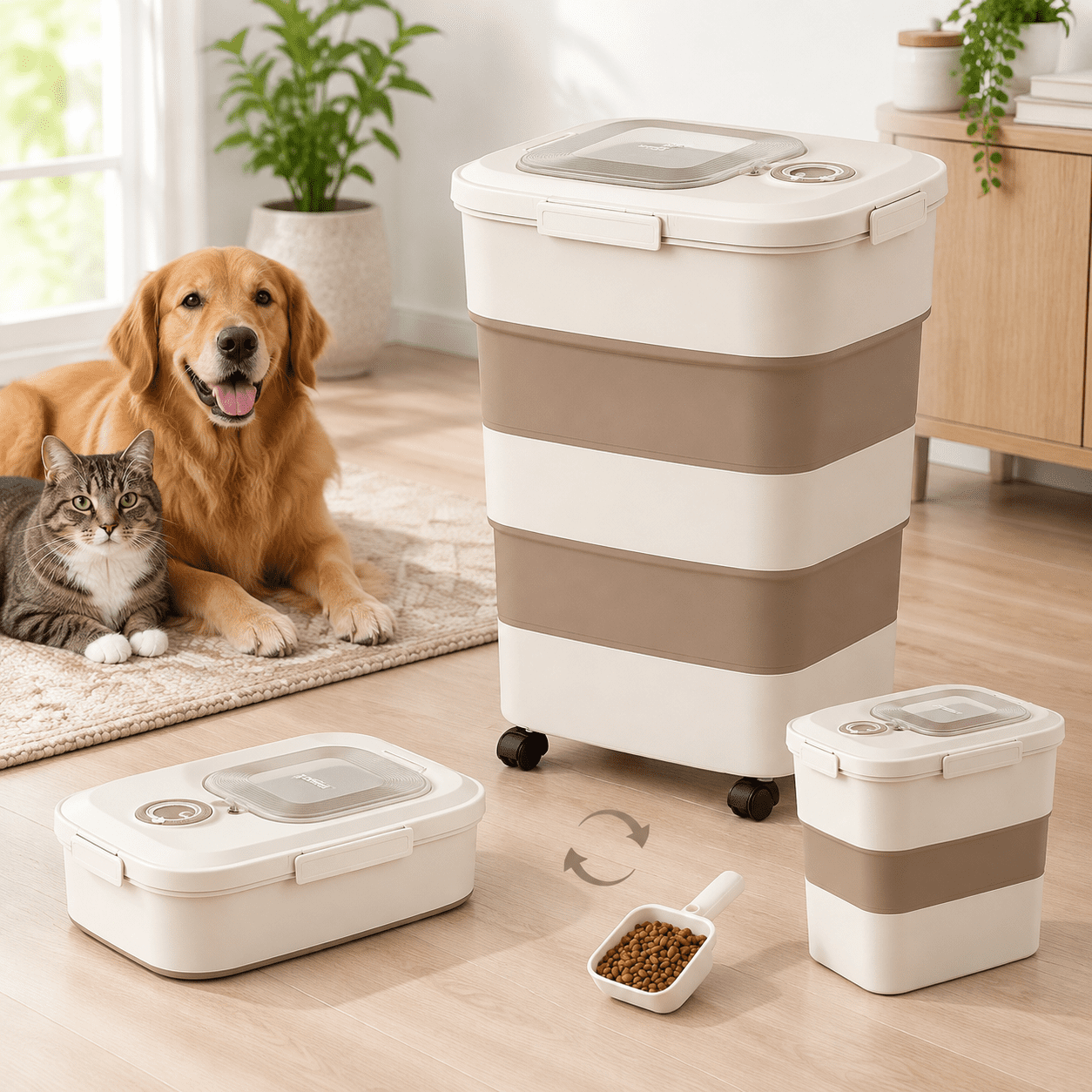 Collapsible Storage Container with Wheels, Brown, 17.28 x 13.43 x 6.14 ...