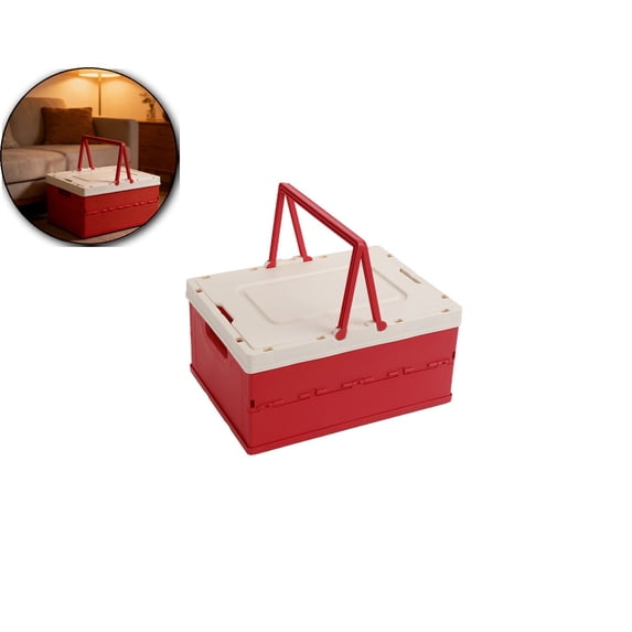 Collapsible Storage Crate, Foldable Plastic Basket with Lid and Handle, Foldable Storage Box Crate Bin for Home Kitchen Office Bathroom Bedroom Pantry